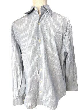 Perry Ellis City Fit Mens Striped Long-Sleeve Button-Up Shirt 100% Cotton M